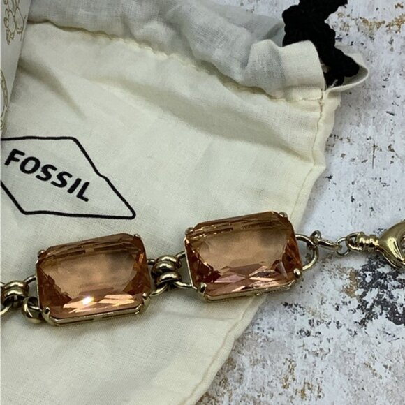 Fossil Gold and Peach Glass Bracelet with Links Design - Picture 8 of 8